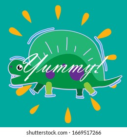 yummy, beautiful greeting card background or template banner with dinosaur theme. vector design illustration
