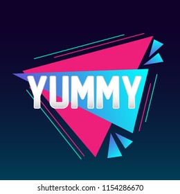 yummy, beautiful greeting card with triangle illustration for market theme, vector background, poster or banner, sign