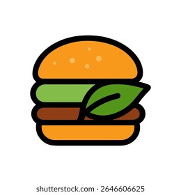 Hambúrguer gostoso com alface fresca. Ilustração de Símbolo de Ícone