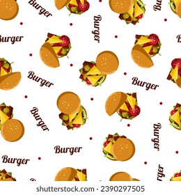 Yummy Burger Savory Bliss Vector Pattern can be use for background and apparel design