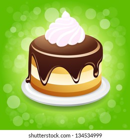 Yummy Cake on Green Background for Your Design