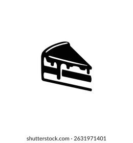 Yummy Cake Slice Silhouette on White Background. Dessert Icon for Bakery and Food Design