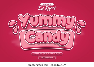 Efeito de texto editável doce gostoso com texto rosa e decoração de nuvem