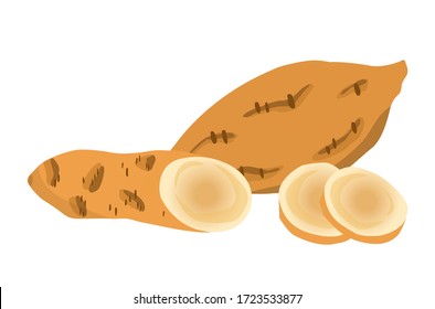 yummy cassava set isolated on white
