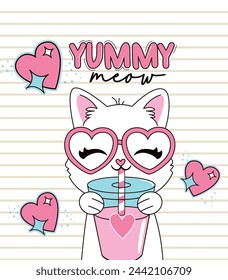 yummy cat love pretty girl 