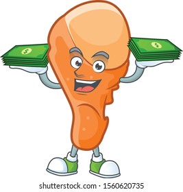 Yummy chicken thigh with holding money character shape