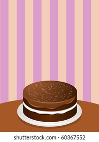 Yummy chocolate cake on a serving plate