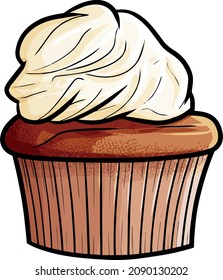 Yummy chocolate cupcake with vanilla cream topping
