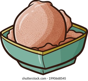 Yummy chocolate ice cream in square bowl