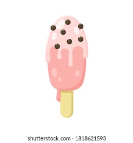 Yummy cold sweet ice cream, color vector illustration. Original flavour and kind