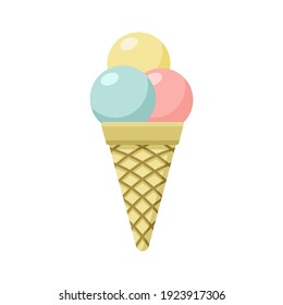 Yummy cold sweet ice cream, color vector illustration. Original flavour and kind