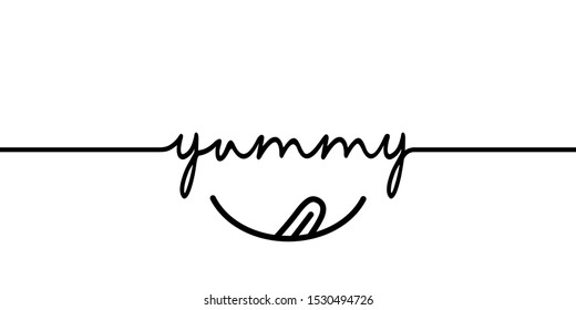 yummy-continuous-one-black-line-word-stock-vector-royalty-free