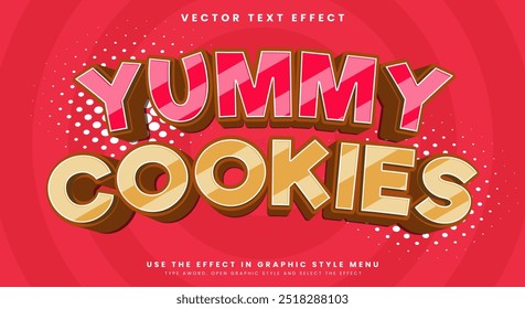 Yummy Cookies Cartoon Style editable text effect Modelo