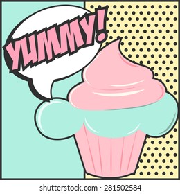 yummy cupcake background, illustration in vector format
