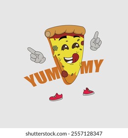 Yummy Cute Dancing Pizza Logo
Pizza Logo For T-shirt Design