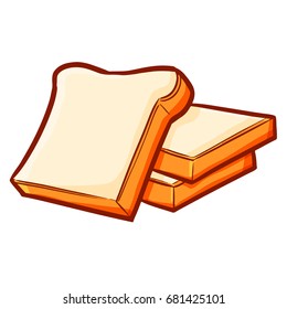 Yummy and cute fresh bread ready for breakfast - vector.