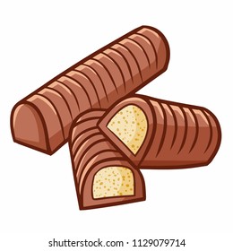 Yummy and cute long chocolate biscuits - vector