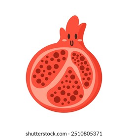 Yummy cute pomegranate in fruits world