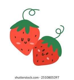 Yummy cute strawberry in fruits world