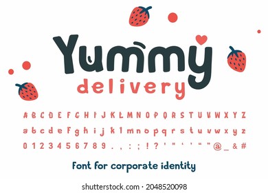 Yummy delivery - vector typeface for logo