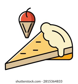 Yummy dessert piece featuring smooth creamy texture and decadent sugary topping paired with frozen cold snack for food display.