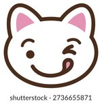 Yummy emoji. Cute winking cat licking tongue