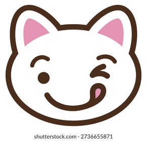 Yummy emoji. Cute winking cat licking tongue