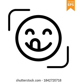 Yummy emoji icon. Emoticons icon vector. Avatar symbol. Character pictogram, flat vector sign. For graphic and web design. Eps10 vector illustration.