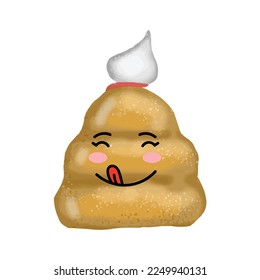 Yummy expression face bread emoticon character isolated on white background