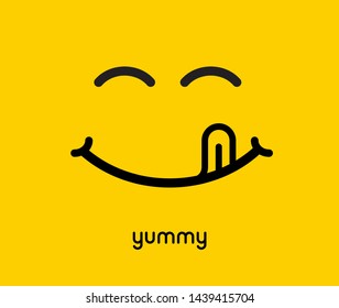 Yummy Face Smile Delicious Icon Logo. Yummy Tongue Emoji Tasty Or Hungry Mouth Smile.