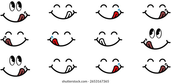 Ícone de sorriso de rosto gostoso. delicioso emoji, ilustração Vetor