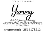 Yummy Font Stylish brush painted an uppercase vector letters, alphabet, typeface