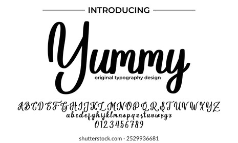 Yummy Font Stylish brush painted an uppercase vector letters, alphabet, typeface