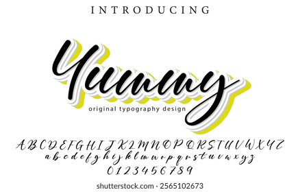 Yummy Font Stylish brush painted an uppercase vector letters, alphabet, typeface