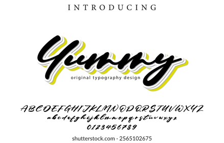 Yummy Font Stylish brush painted an uppercase vector letters, alphabet, typeface