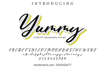 Yummy Font Stylish brush painted an uppercase vector letters, alphabet, typeface