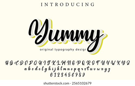 Yummy Font Stylish brush painted an uppercase vector letters, alphabet, typeface