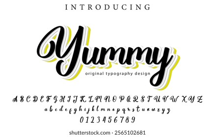 Yummy Font Stylish brush painted an uppercase vector letters, alphabet, typeface