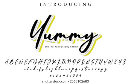 Yummy Font Stylish brush painted an uppercase vector letters, alphabet, typeface