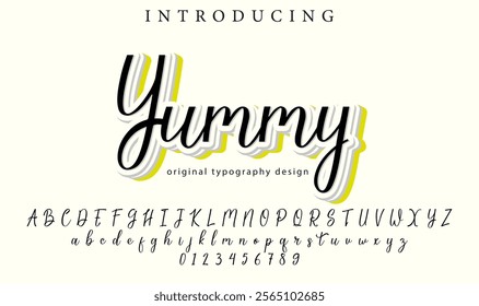 Yummy Font Stylish brush painted an uppercase vector letters, alphabet, typeface