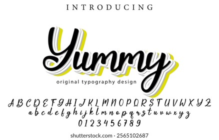 Yummy Font Stylish brush painted an uppercase vector letters, alphabet, typeface