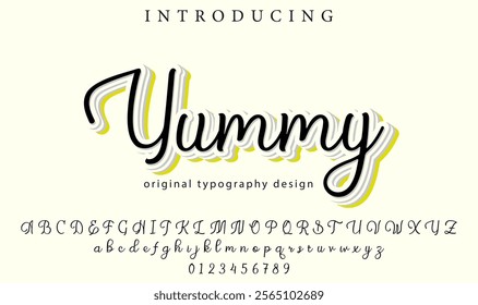 Yummy Font Stylish brush painted an uppercase vector letters, alphabet, typeface