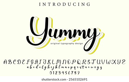 Yummy Font Stylish brush painted an uppercase vector letters, alphabet, typeface