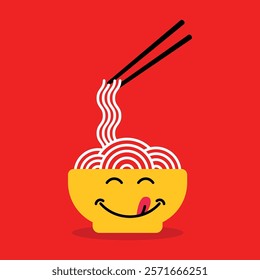 yummy food icon like bowl of noodle emoji.