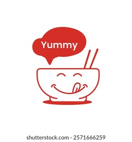 yummy food icon like bowl of noodle emoji.