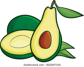 Yummy and fresh avocados getting cut in pieces