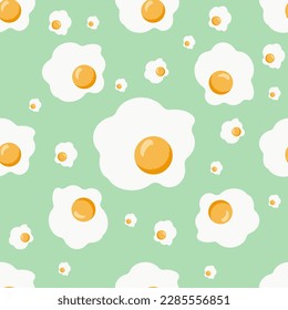 Yummy fried egg seamless pattern. Background for your design, fabric textile, wallpaper or wrapping paper.Vector illustration