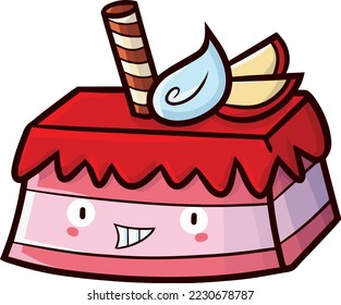 Yummy and funny red apple tart cartoon character