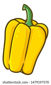 Yummy and funny single yellow paprika ready to eat
