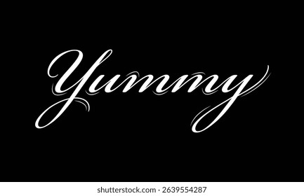 Yummy! hand drawn lettering composition for cafe menu, restaurant, shop and market. the word yummy modern lettering for logo, sticker, badge. vector illustration. EPS 10 . 